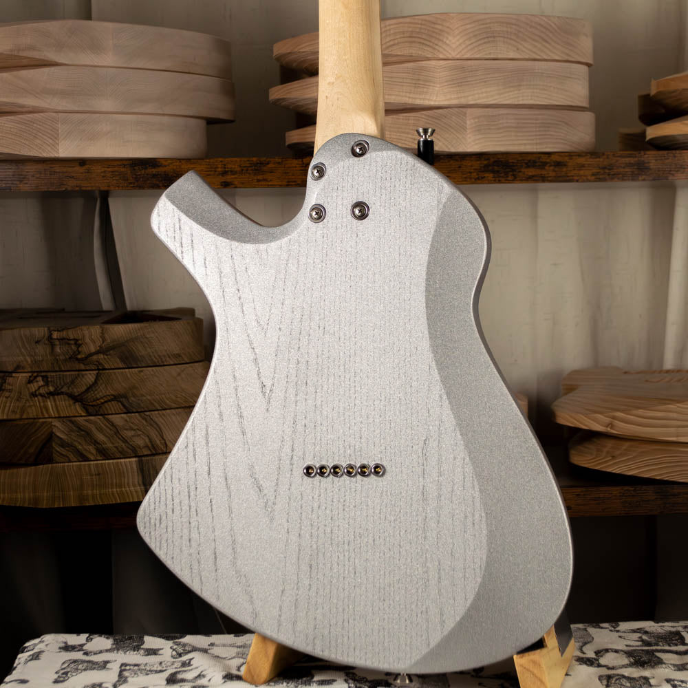BIRD OF PREY CARBON SILVER PEARL SATIN OPEN POPE ASH - HARDTAIL - CHROME HARDWARE - HUMBUCKERS