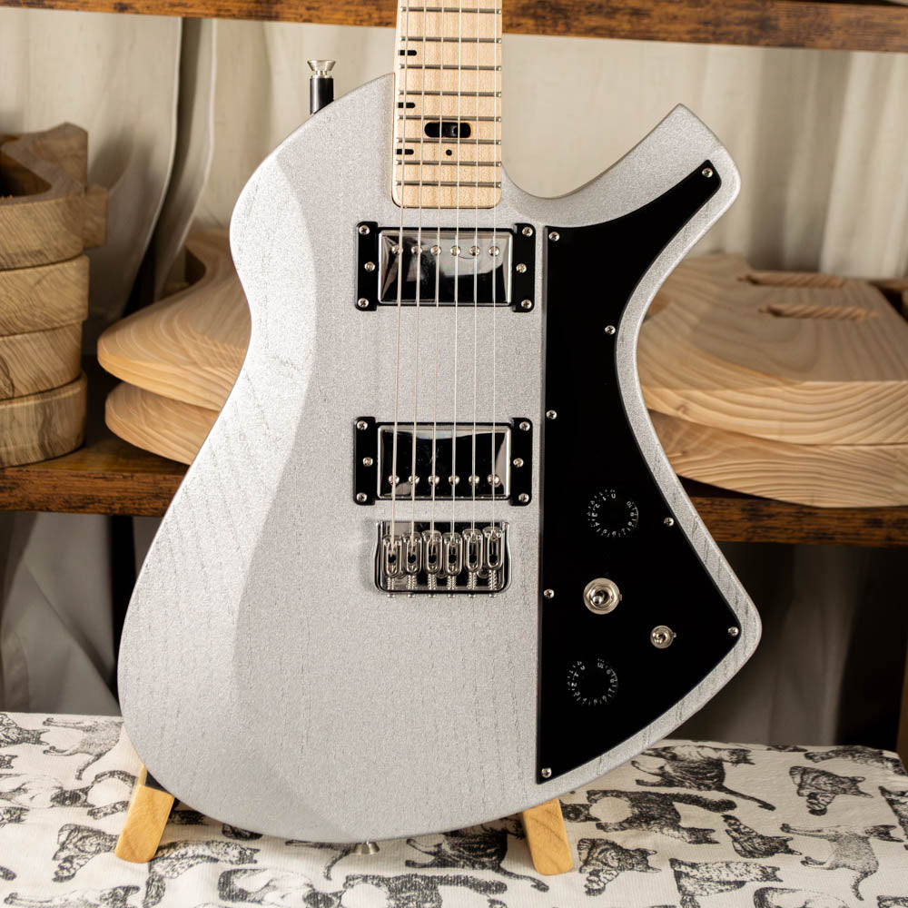 BIRD OF PREY CARBON SILVER PEARL SATIN OPEN POPE ASH - HARDTAIL - CHROME HARDWARE - HUMBUCKERS