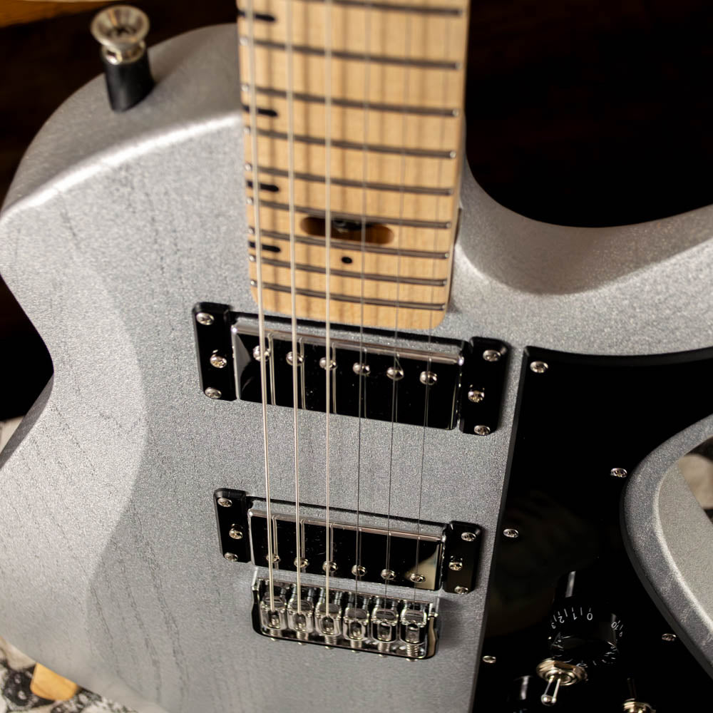 BIRD OF PREY CARBON SILVER PEARL SATIN OPEN POPE ASH - HARDTAIL - CHROME HARDWARE - HUMBUCKERS